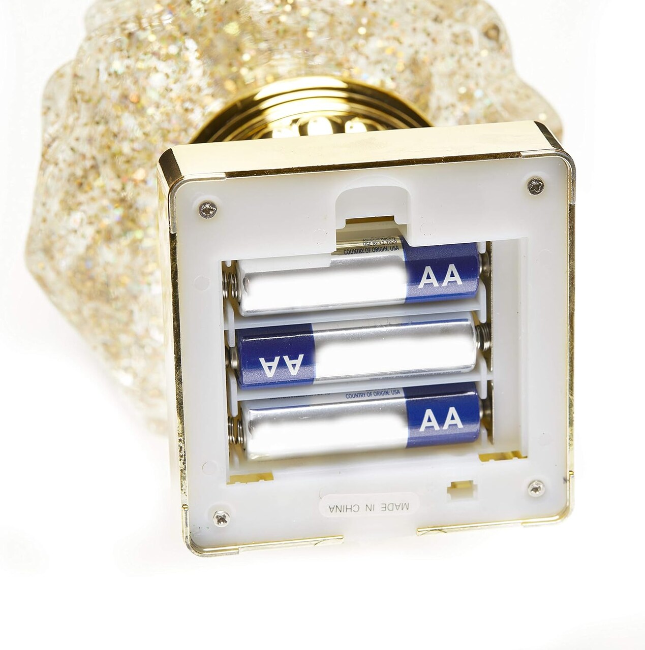 Light Up Christmas Tree Snow Globe with Glitter, 15.25", Gold